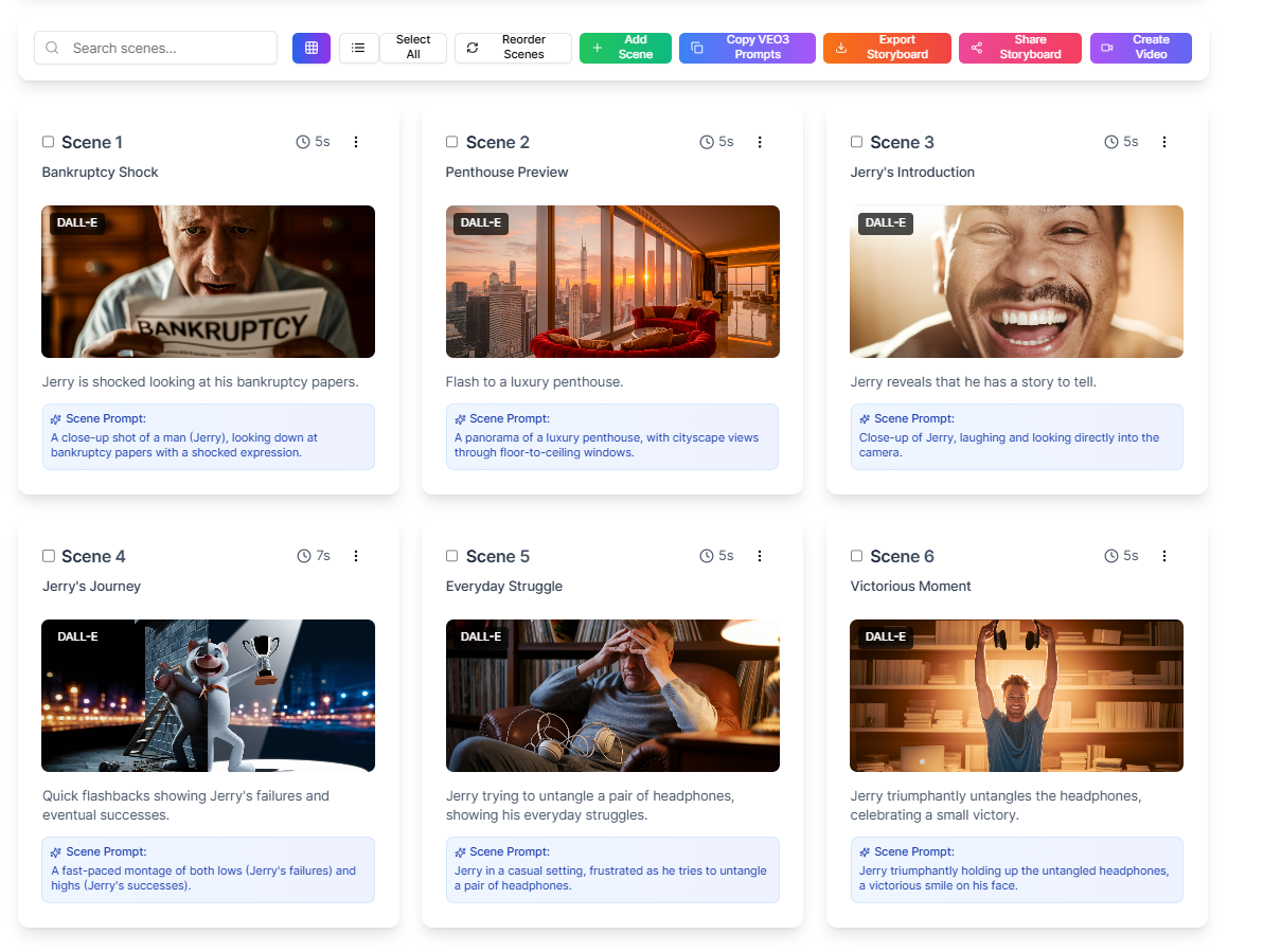 Story Flow Dashboard with Storyboards - Complete Production Pipeline
